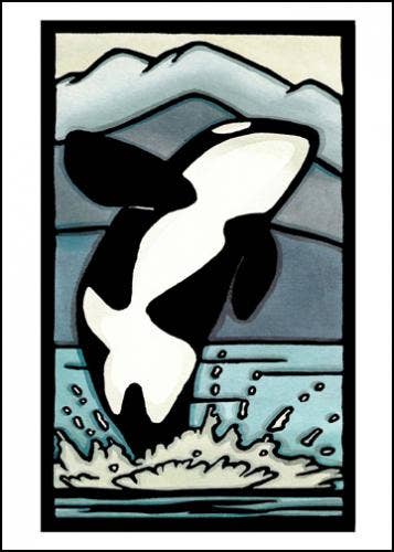 Sarah Angst Art - Vente Carte de vœux classique - Carte de voeux Ocean Orca3