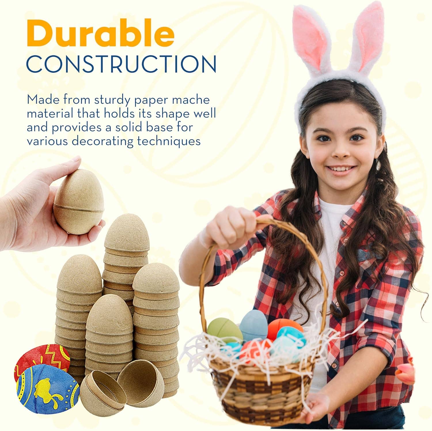 4E's Novelty - Wholesale DIY Craft Kit - 4E's Novelty 12 Pack DIY Paper Mache Easter Eggs – Paintable & Fillable for Easter Crafts5