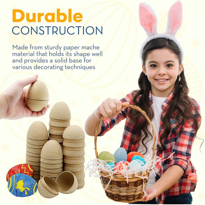 4E's Novelty - Wholesale DIY Craft Kit - 4E's Novelty 12 Pack DIY Paper Mache Easter Eggs – Paintable & Fillable for Easter Crafts5