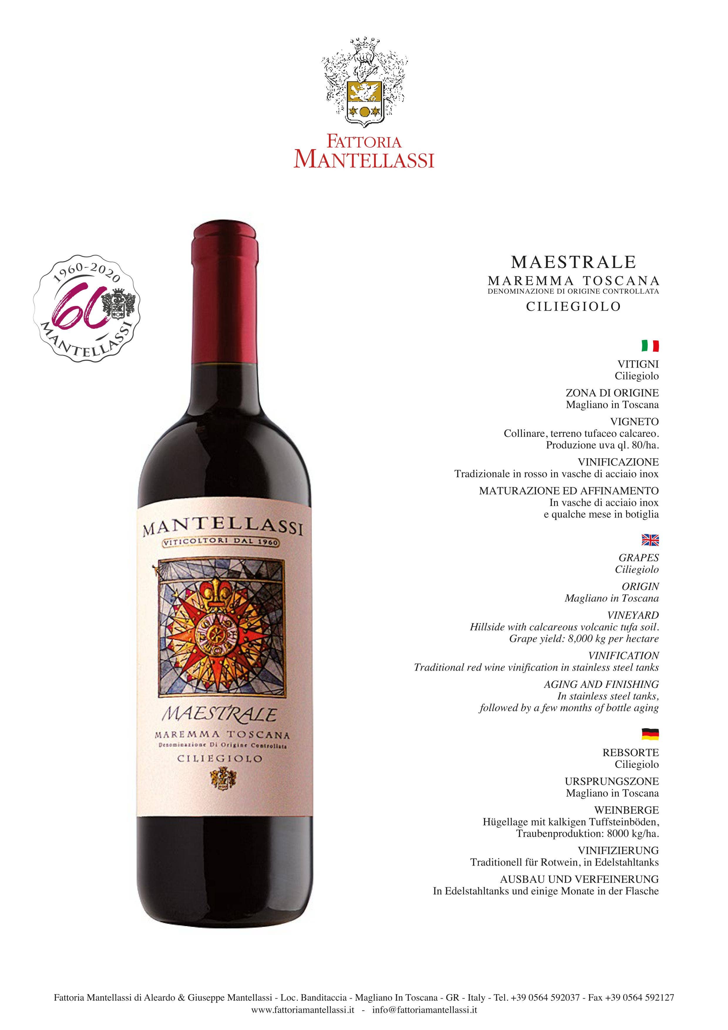 Metina SAS - Wholesale Red Wine - Mistral Ciliegiolo Maremma Toscana Mantellassi 75 cl.5