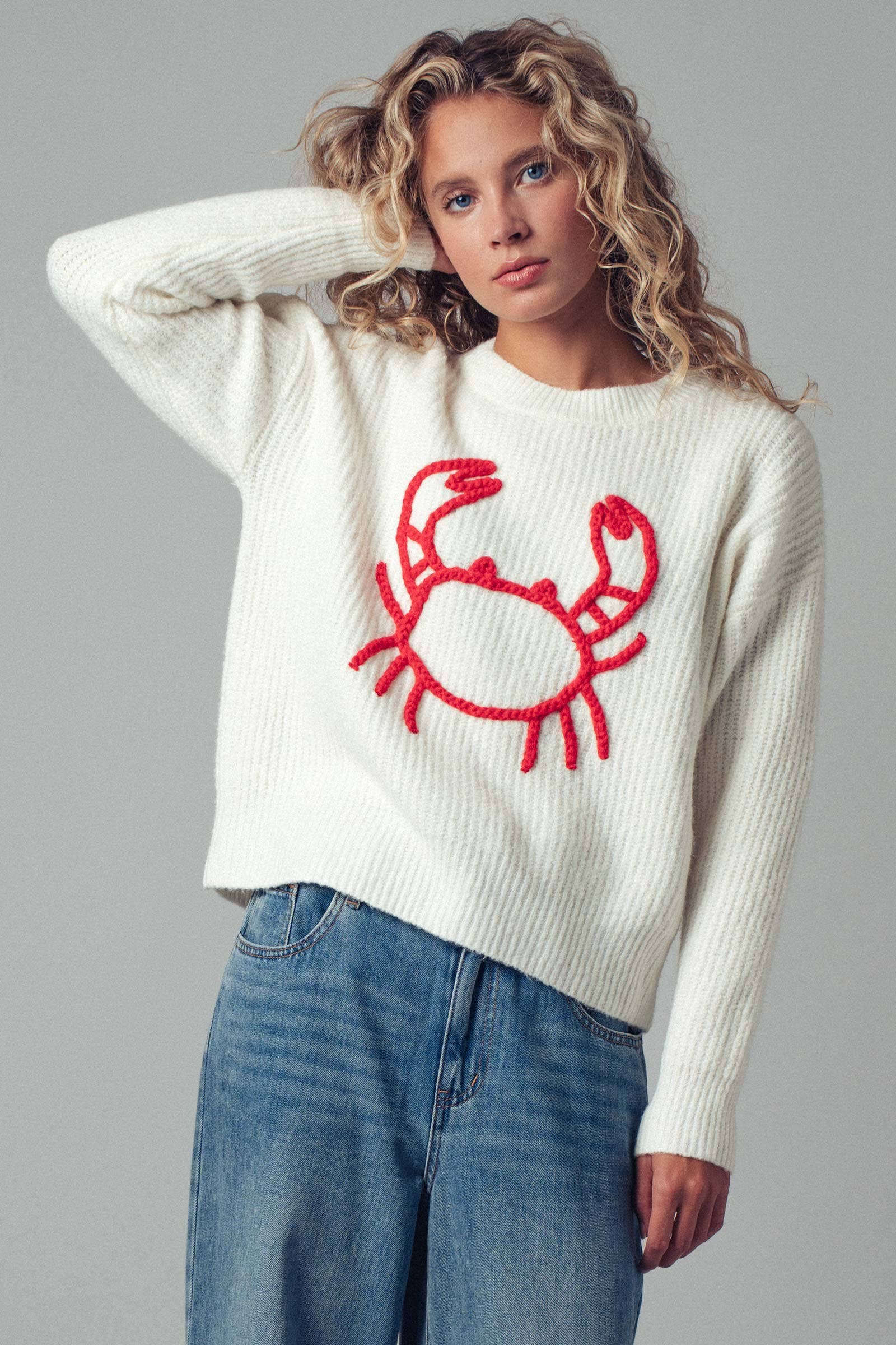 Urban Daizy - Wholesale Knit Sweater - Women's - Chunky Crab Embroidered Knit Sweater6