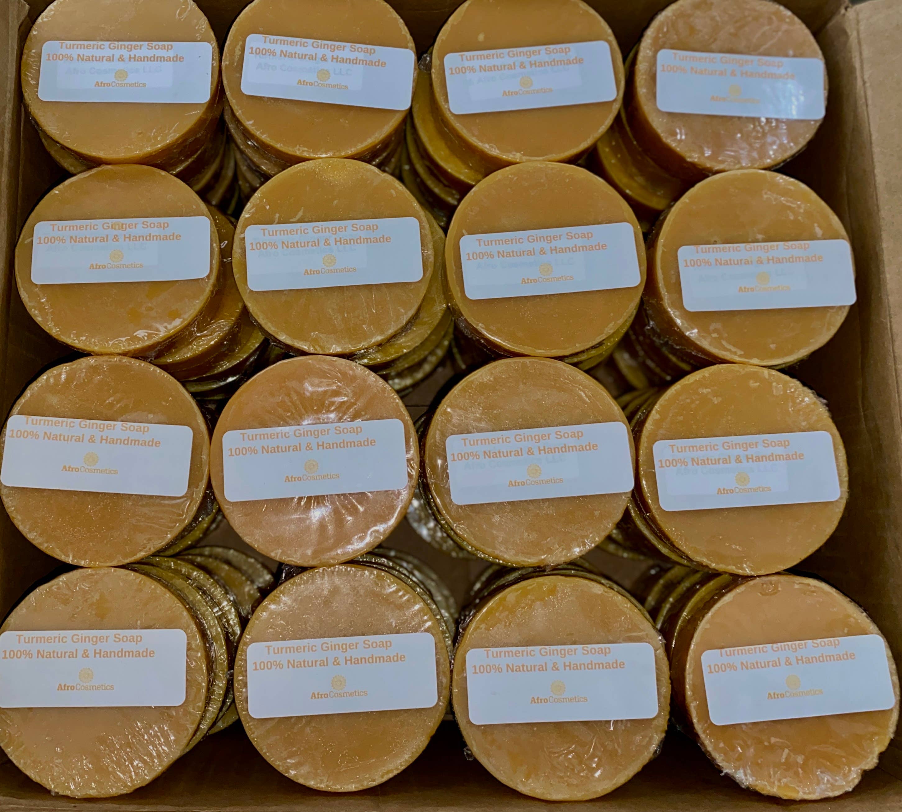 AfroCosmetics & Culture - Vente Pains de savon - Savon Éclaircissant à la Curcuma et Gingembre, Anti-Acné Tout Naturel0