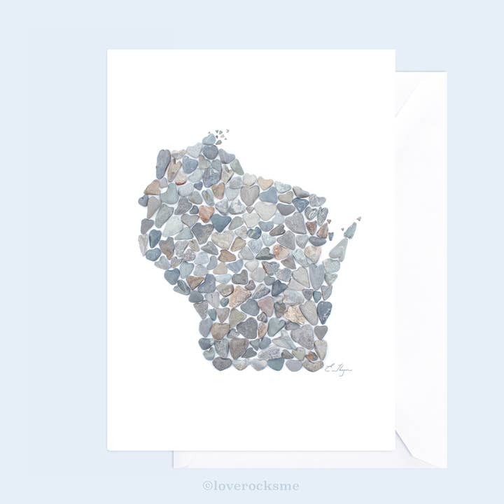 Destination | Wisconsin map card for wholesale by Love Rocks Me®