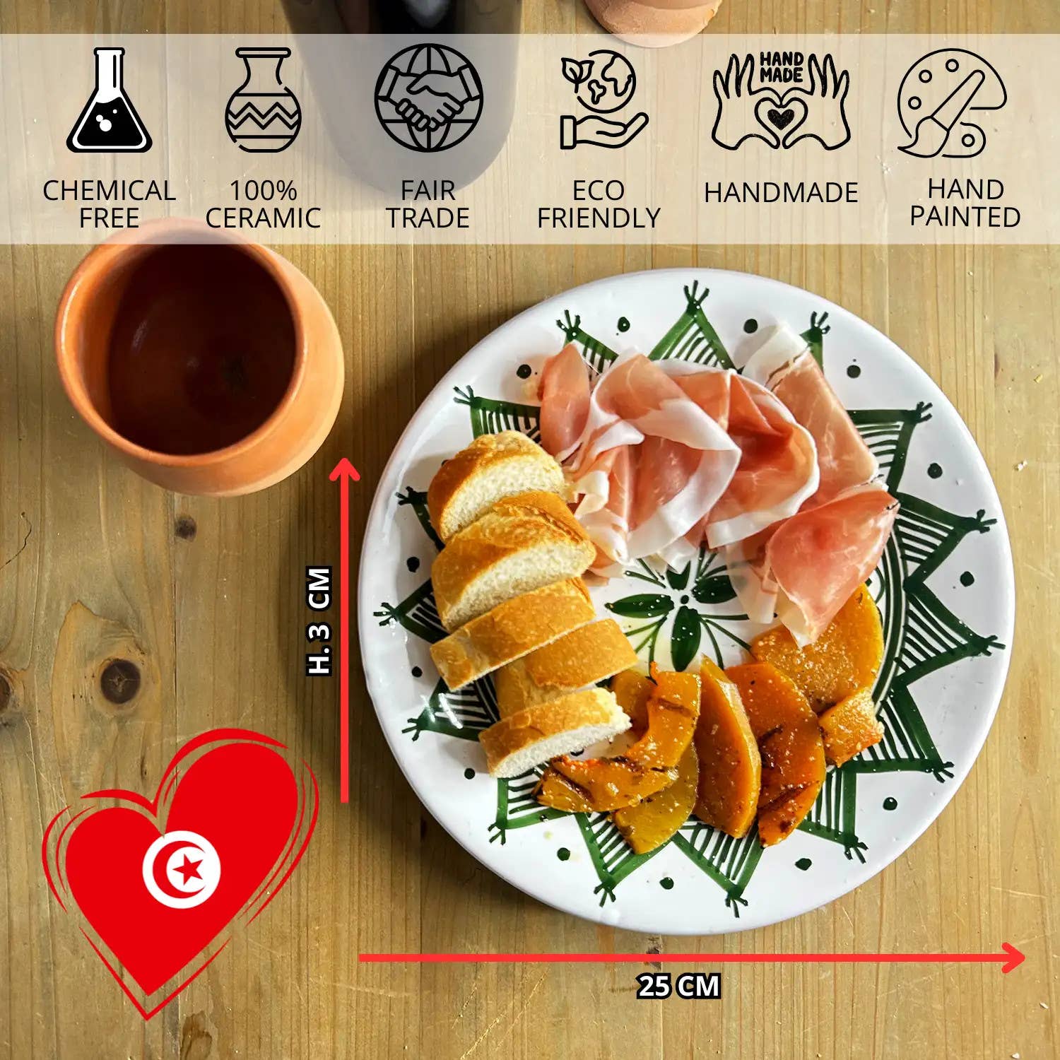 Etnico del Mondo - Wholesale Decorative Plate/Dish/Bowl - Tunisian Hand-Painted Ceramic Decorative Plate #27