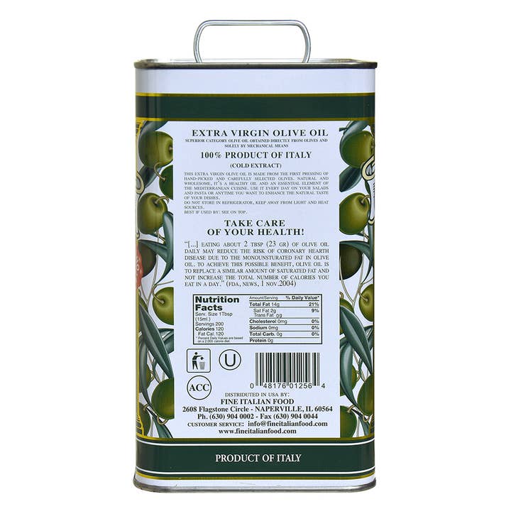 Fine Italian Food - Wholesale Olive Oil - Mantova Italian Golden Extra Virgin Olive Oil, 102 fl. oz.1