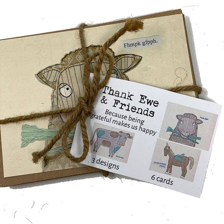 Conjunto de cartões Thank Ewe & Friends (Pequeno) por atacado de The Creative Farm Girl
