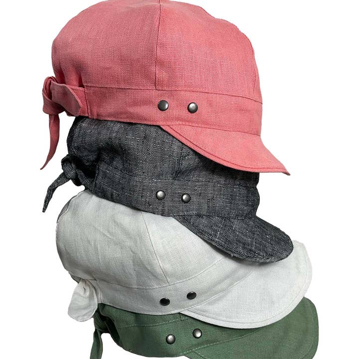 DCP Designs - Wholesale Newsboy/Schoolboy Hat - Women's - Linen Summer Cap, Newsboy style tie, Code HDC-L:8