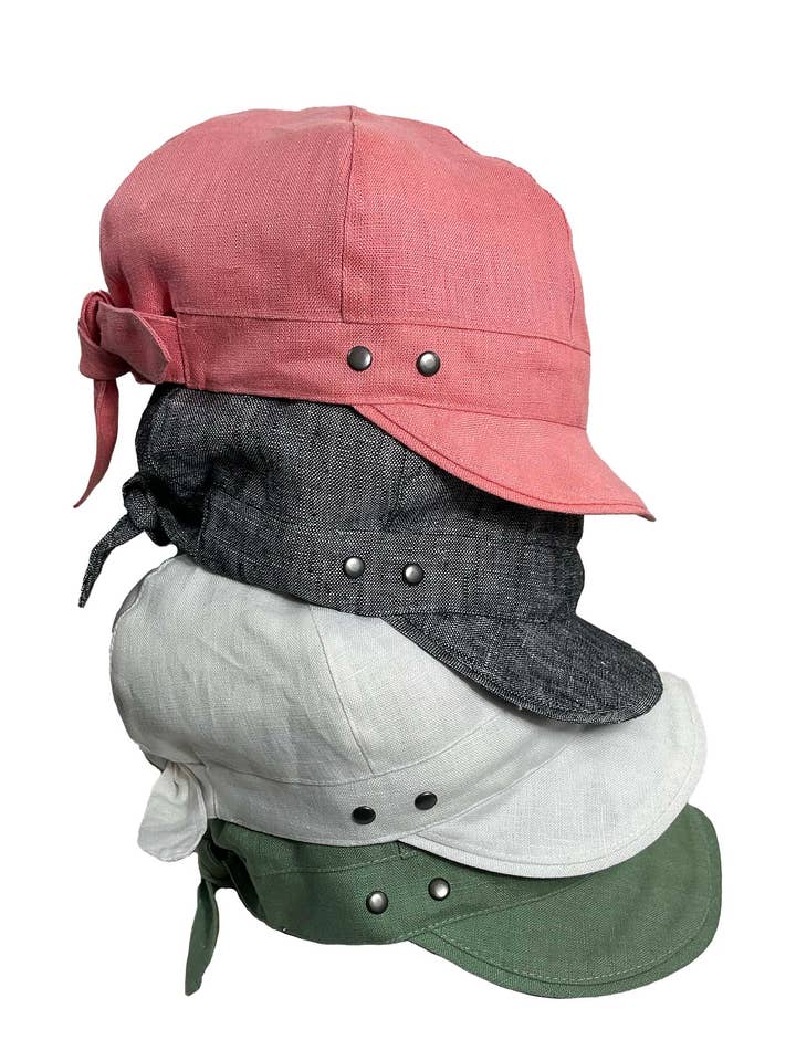 Linen Summer Cap, Newsboy style tie, Code HDC-L: for wholesale by DCP Designs