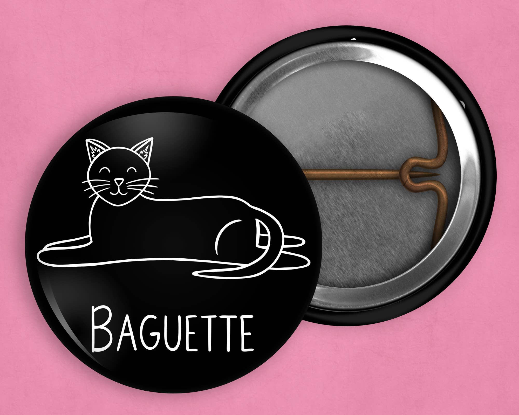Caroline W Illustration - Wholesale Lapel Pin/Button - Cat bread pin set of 4 (1 inch diameter)2