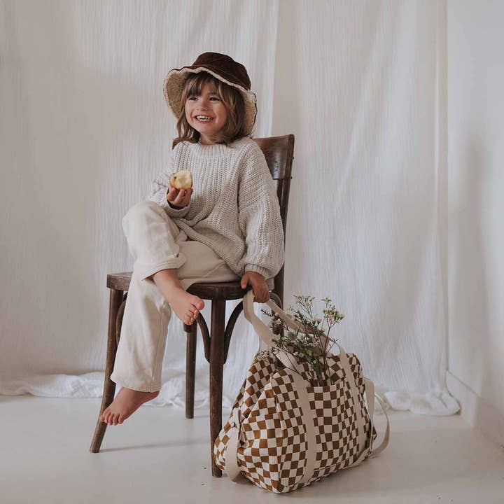 Caramel RAPHAEL DIAPER BAG - WEEKEND BAG CHECKERBOARD for wholesale on Faire4