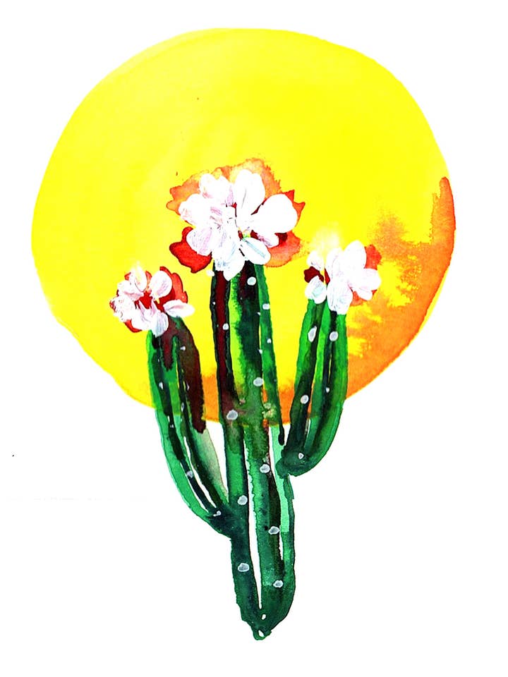 Saguaro Bubble Cacti Desert Watercolor Art Print for wholesale by Pink Puddle Studio