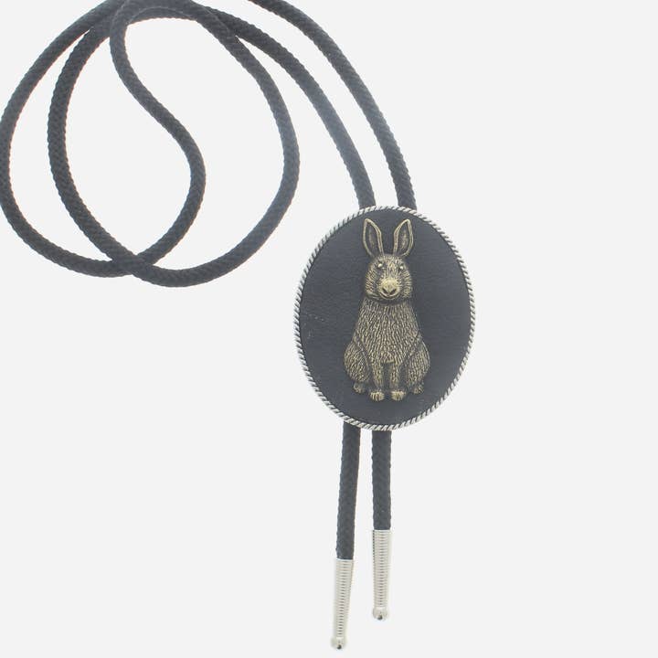 HHH Designs - Wholesale Woven Necklace - Rabbit Bolo Ties, Purple or Black Leather, made in USA, each