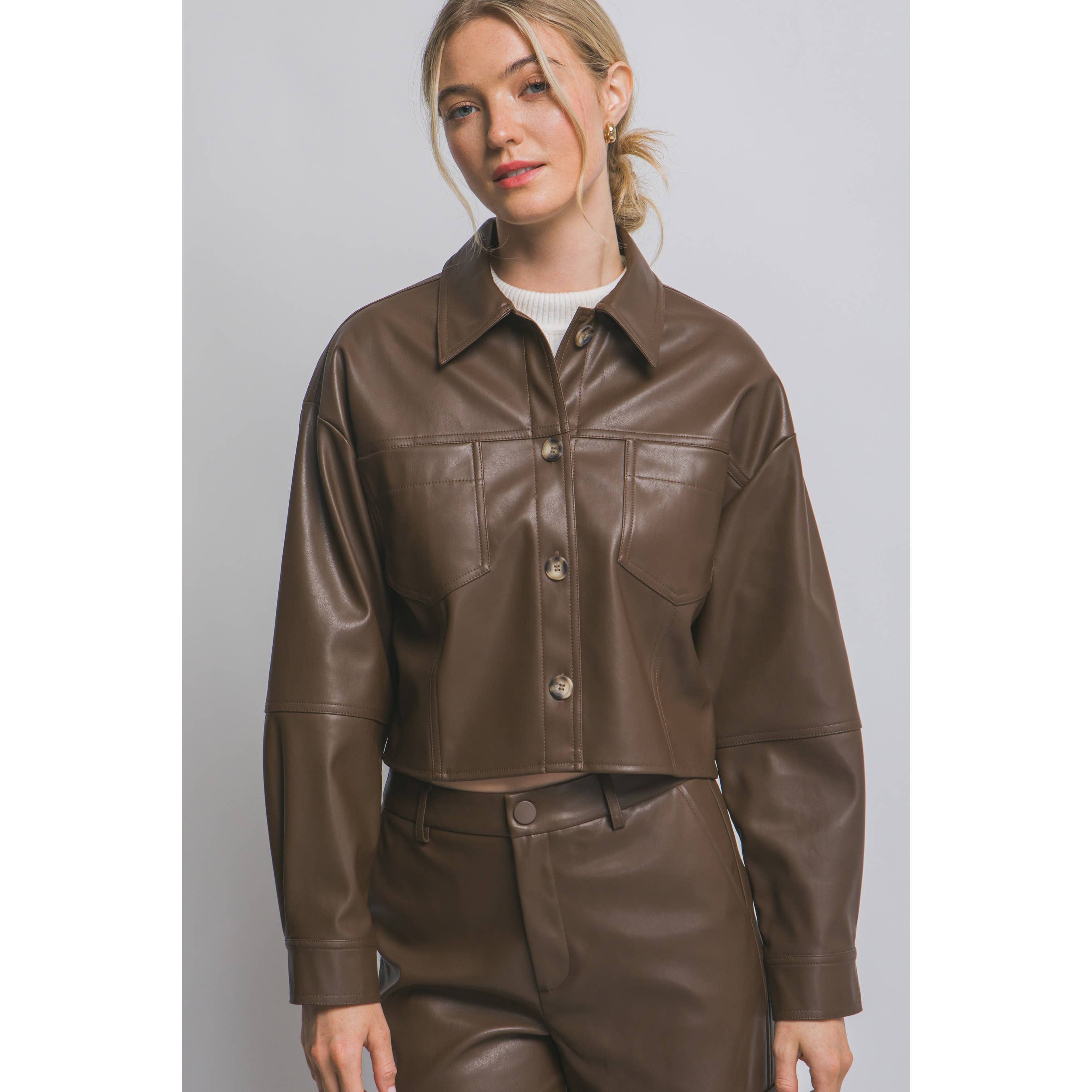 HiteJeans - Wholesale Jas - Dames - Bijgesneden jas van imitatieleer0