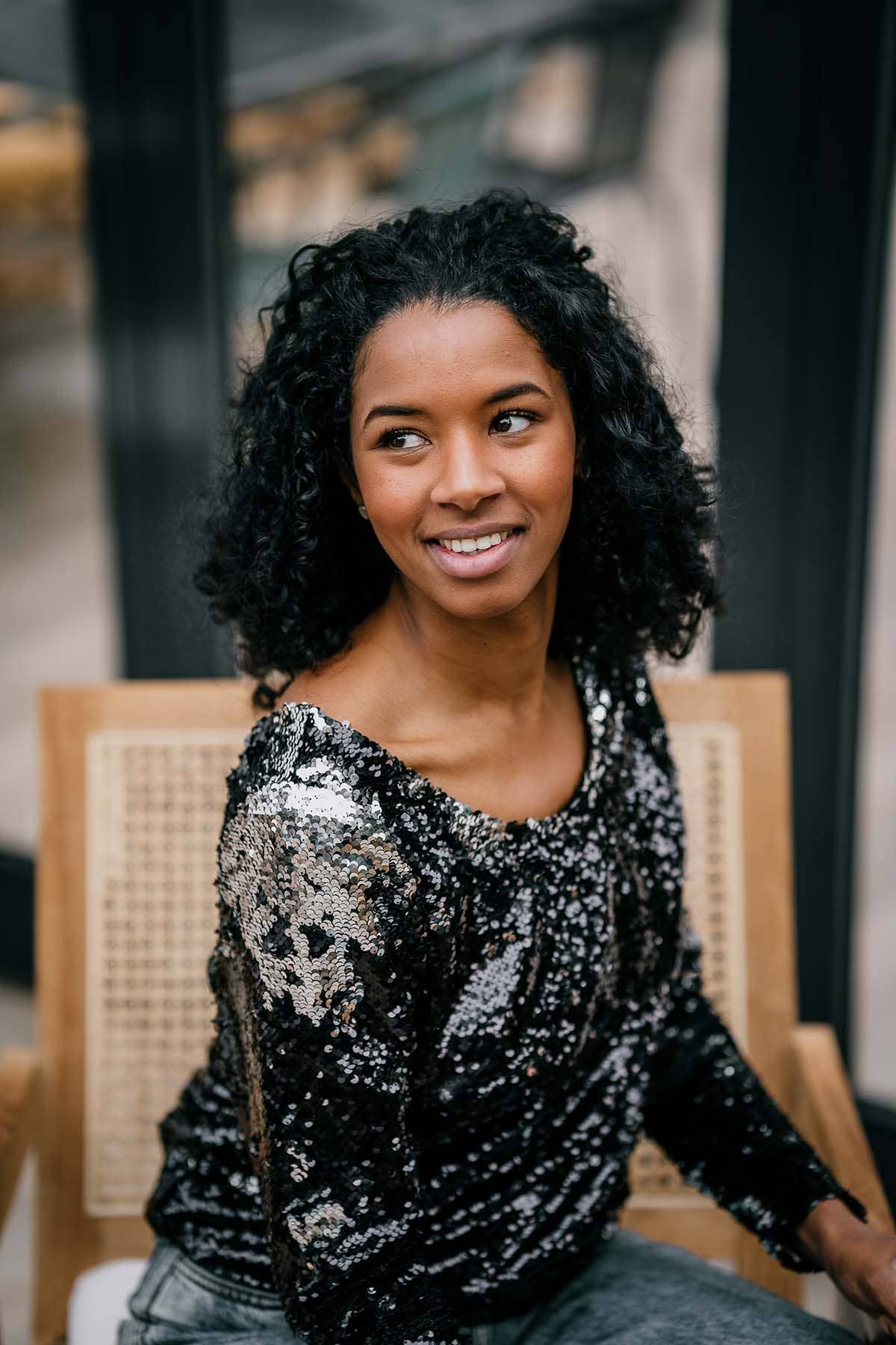 Black Night Fever Mama Sequin Nursing Top for wholesale on Faire0