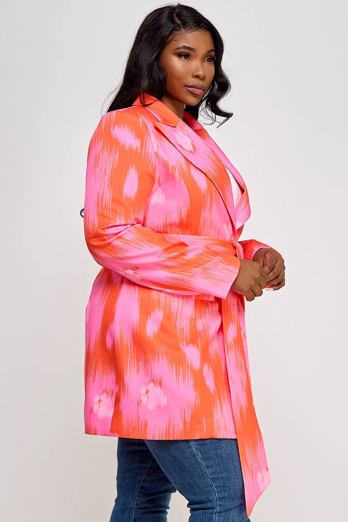 Namatt Design - Wholesale Blazer - Women's - Plus Long Sleeve Tie Waist Blazer8