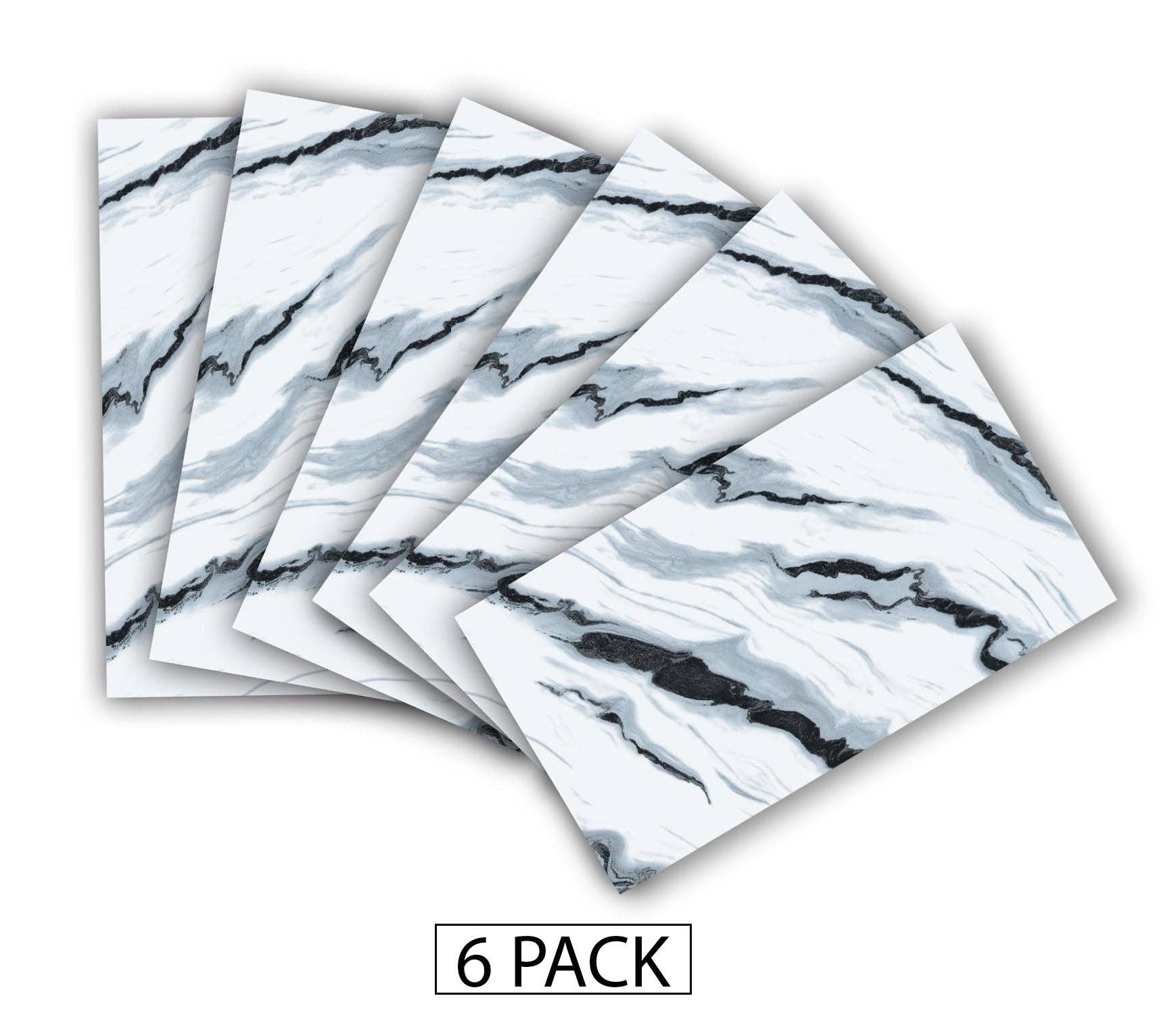 J&V TEXTILES - Wholesale Wall Accent - 6 Pack of Marble Peel and Stick Backsplash Waterproof Washroom Wall Panels - 11.8"x23.6"5
