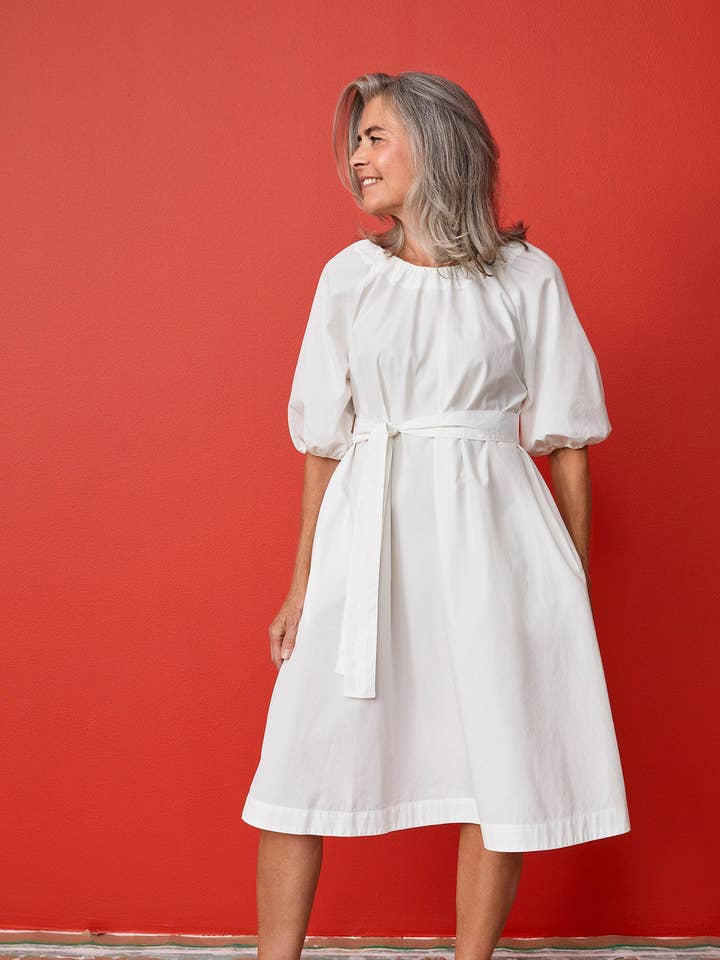 POLCH DRESS, Off White, por atacado de Papu