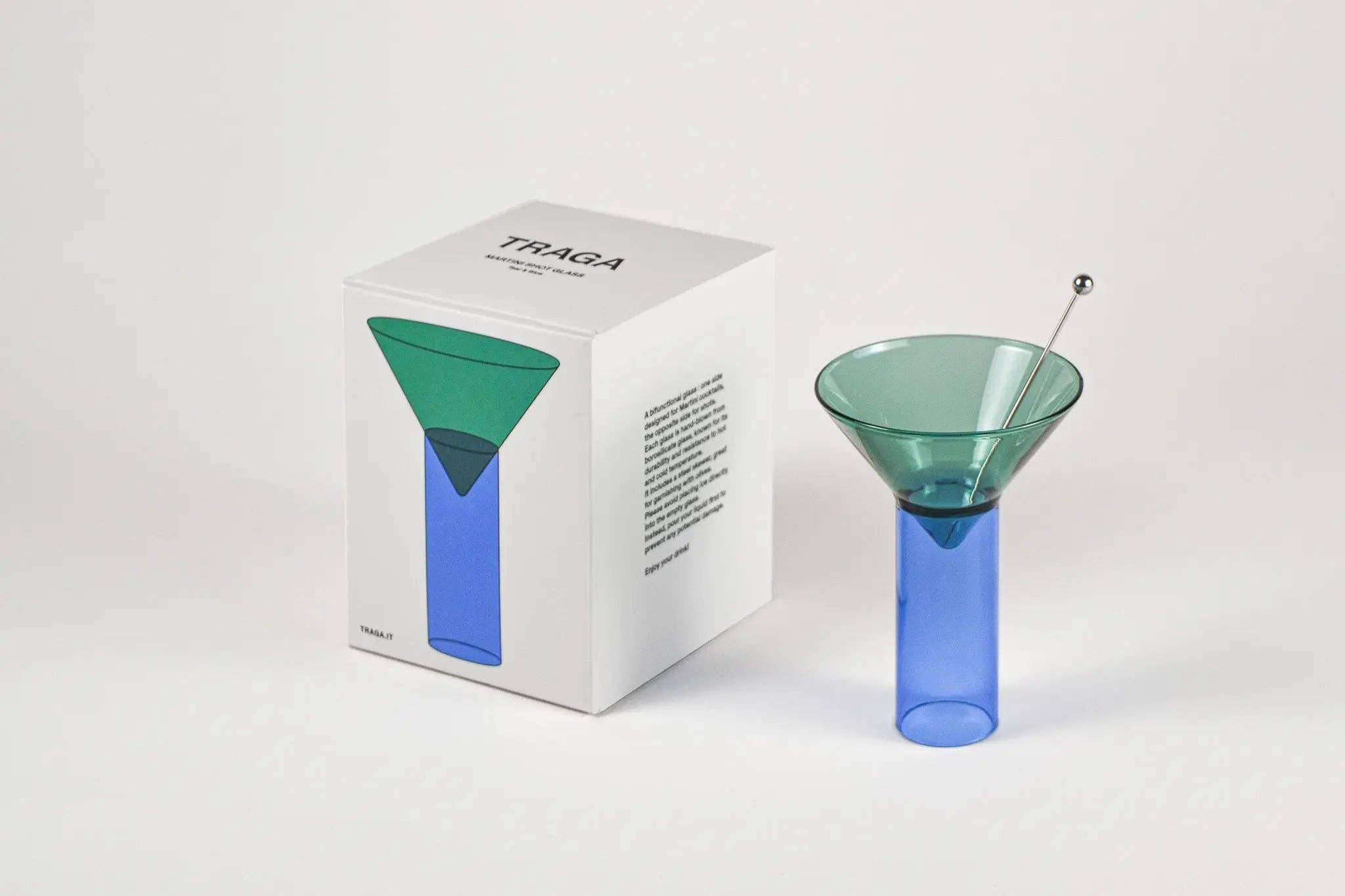 Traga – Engroshandel Cocktail-/likørglas – Martini Shot Glas - Turkis & Blå, Dobbeltformålsglas4