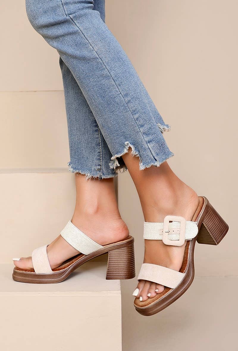 Joia Paris - Wholesale Mules - Women's - Wedge heel mules with buckle, comfortable KA-802