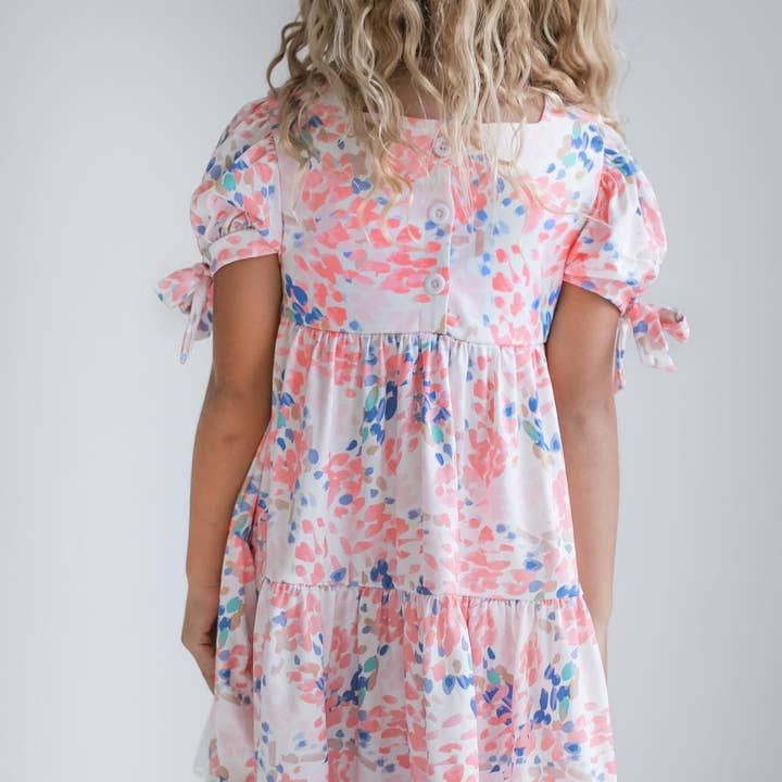 Oopsie Daisy - Wholesale Dress - Kids - Kids Pink & Blue Lace Tiered Square Neck Summer Dress