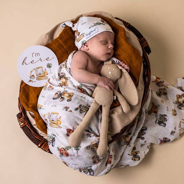 Organic Muslin Wrap - Diggers and Tractors Organic Muslin Wrap - Diggers and Tractors