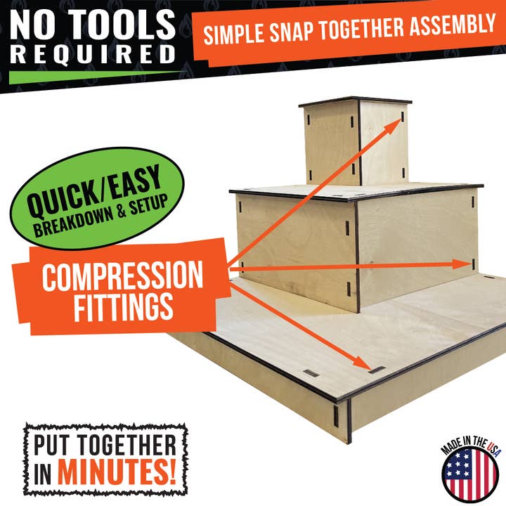 Torched Displays - Vente Support/étui pour présentoir - Présentoir portable d'angle en bois à 3 niveaux9