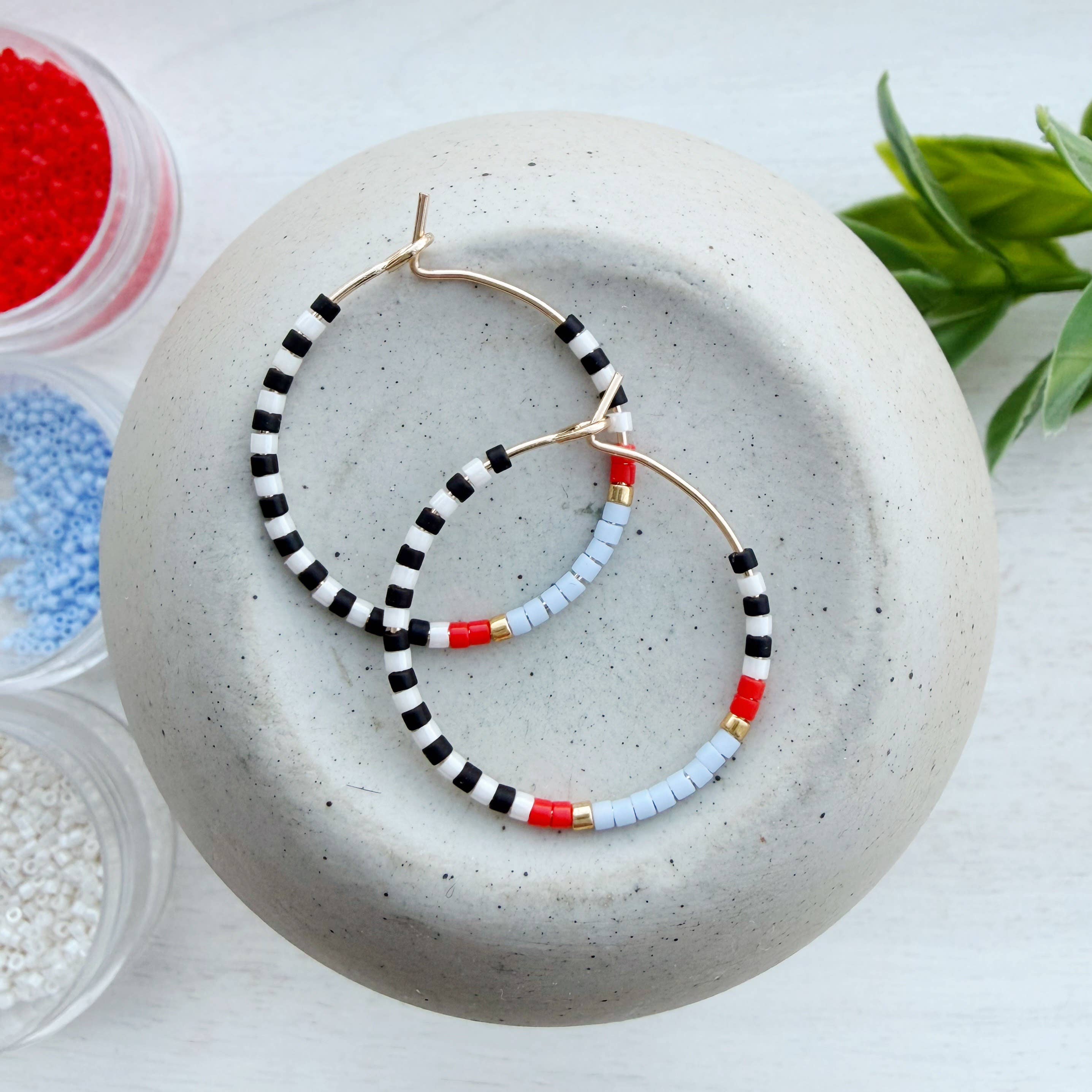 Girls Day Out by Amy Houston - Wholesale Hoop Earrings - Between the Lines  /gold filled glass beaded hoop earrings  2