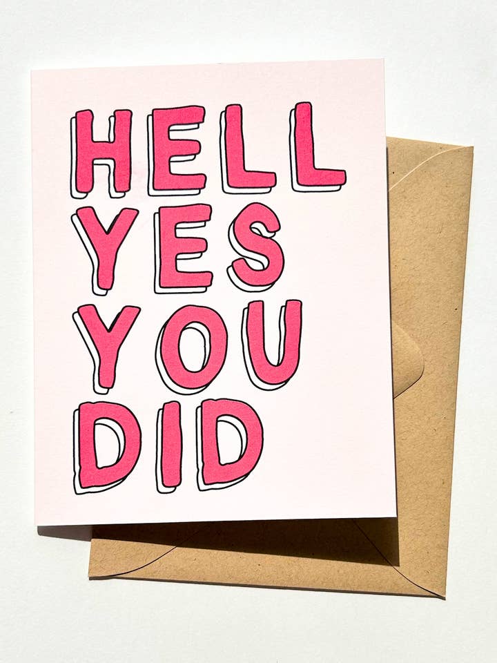 Cute Congratulations Card Hell Yes You Did Celebration Card for wholesale by Five Dot Post