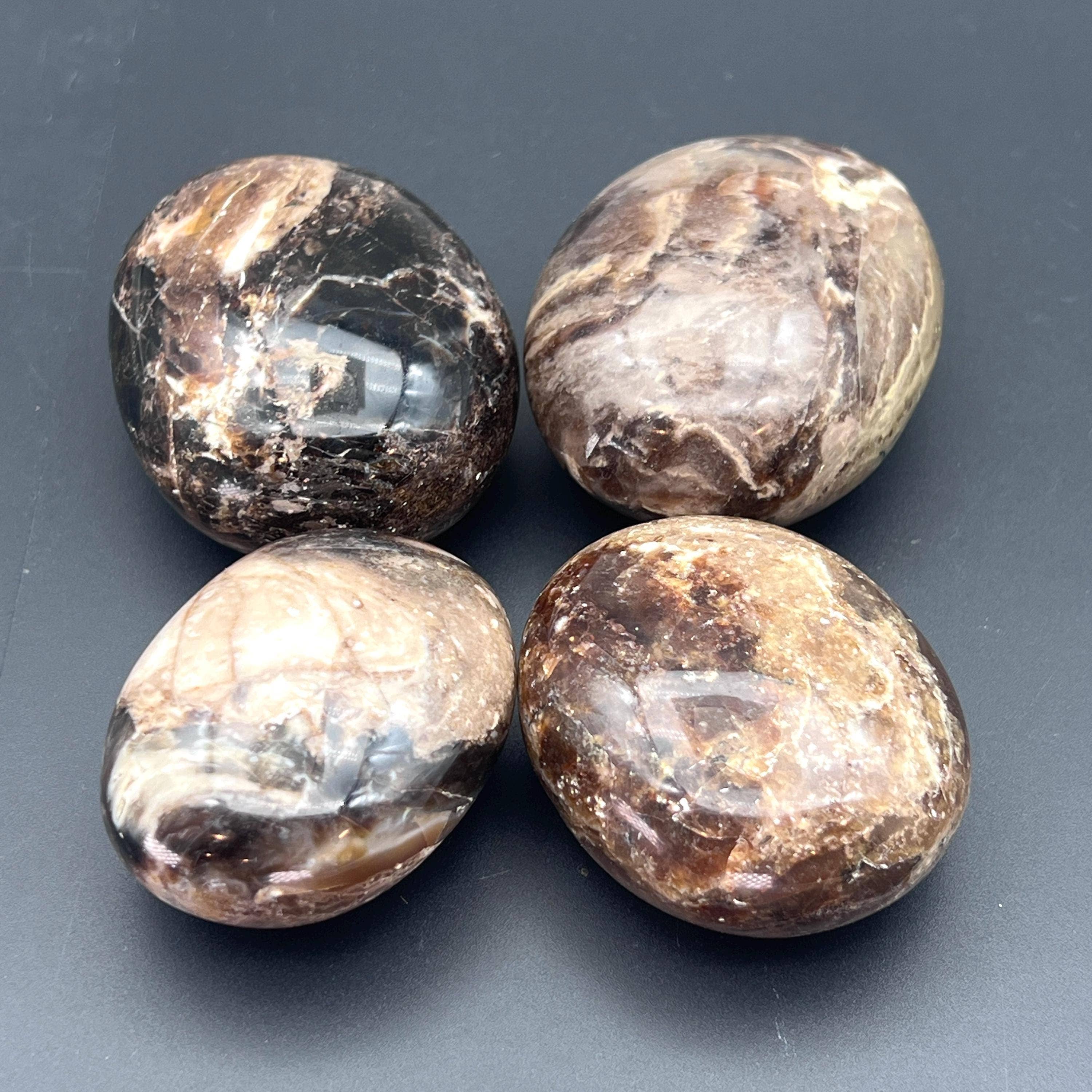 Crystal River Gems LLC - Wholesale Spiritual Stone/Crystal - Black Mixed Moonstone Polished Palm Stone0
