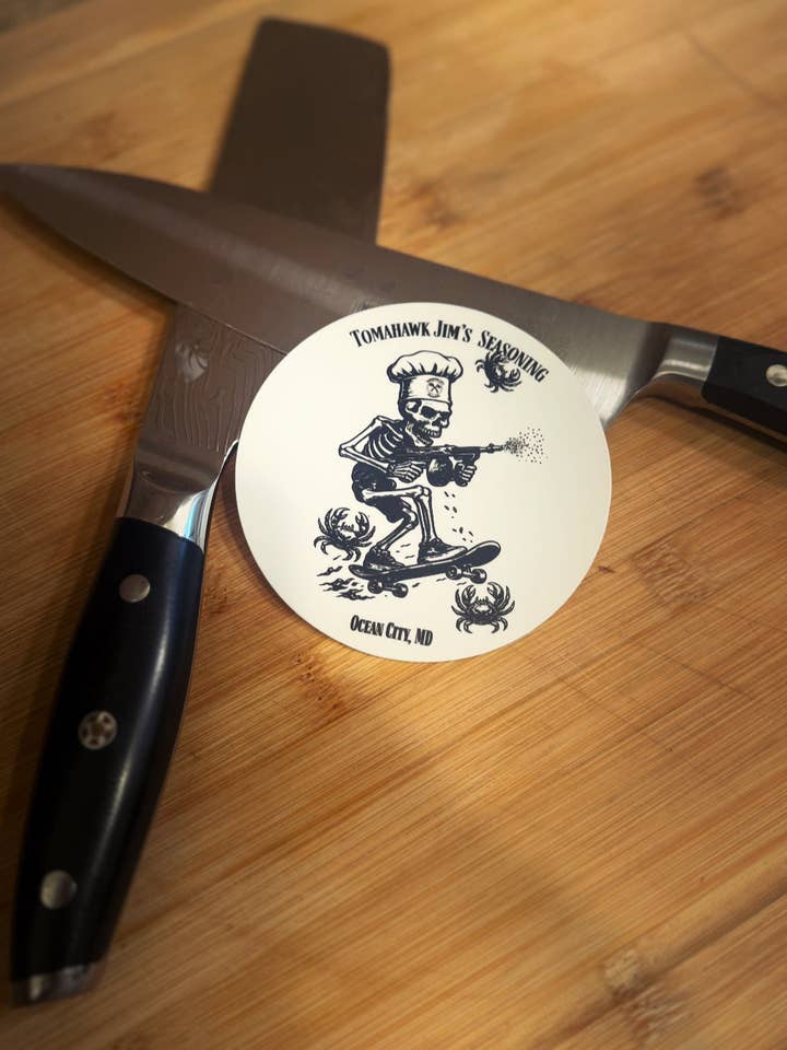 Shreddin' Chef Aufkleber für den Großhandel von Tomahawk Jim’s Seasoning