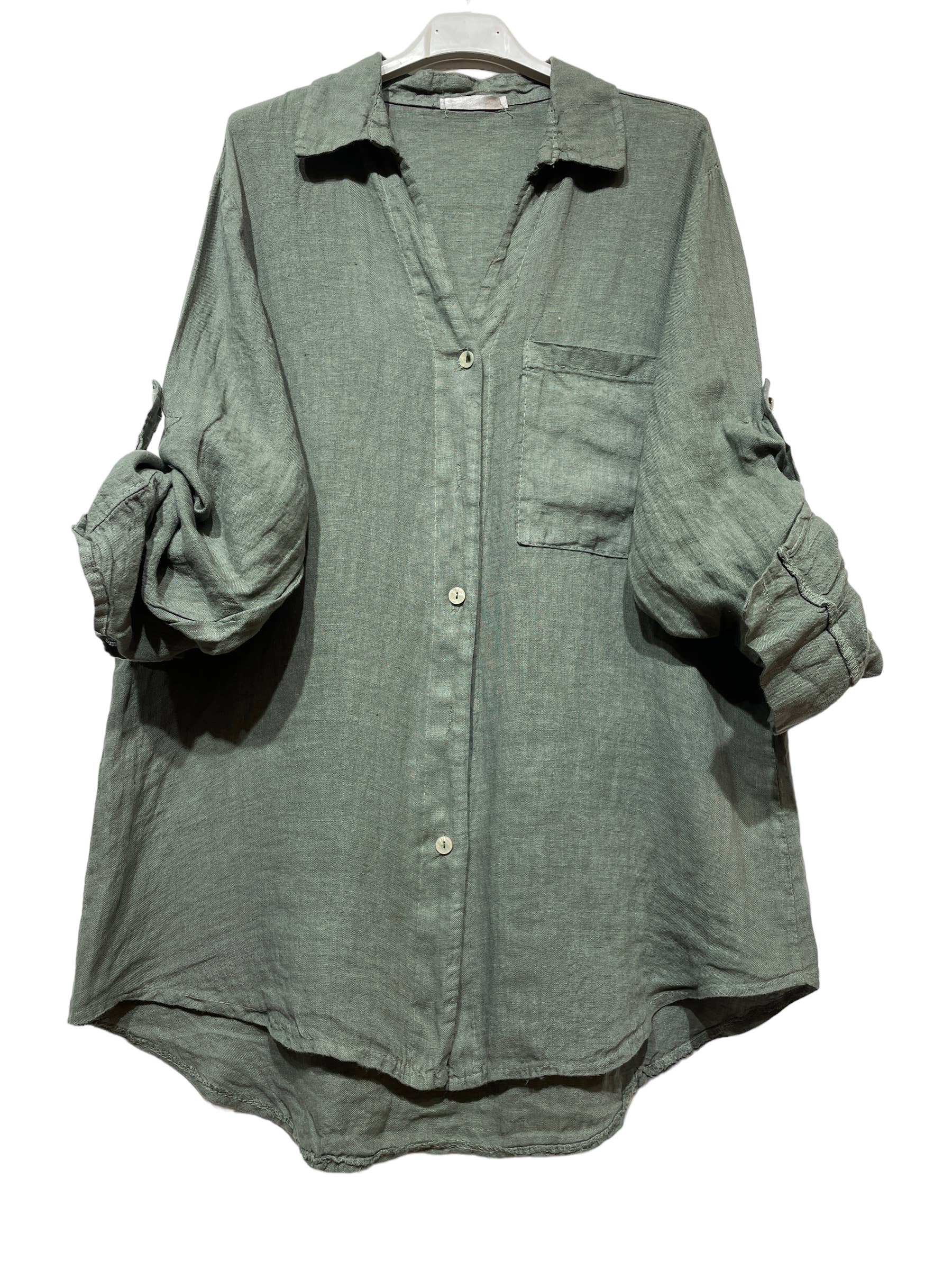 LINEN & COTTON HOUSE - Wholesale Button Down Shirt - Women's - LINEN SHIRT WITH SQUARE POCKET, SPRING SUMMER 7400138