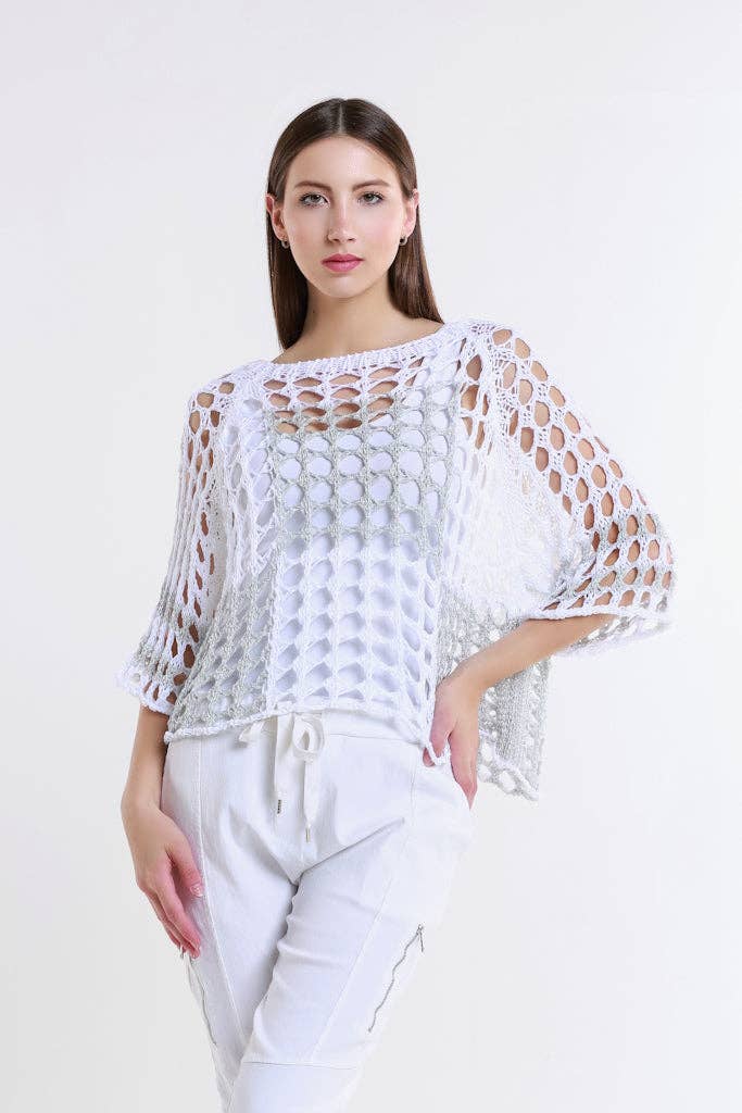 TINA Stephens Italy/Tees By Tina - Wholesale Knit Sweater - Women's - Sparkle Doris Ballet Slv 2 Tone Square Knit (BQ906P)6