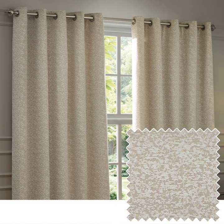 Cortinas de Ojal Opacas Galaxy Chenille Marfil para venta al por mayor de Riva Home