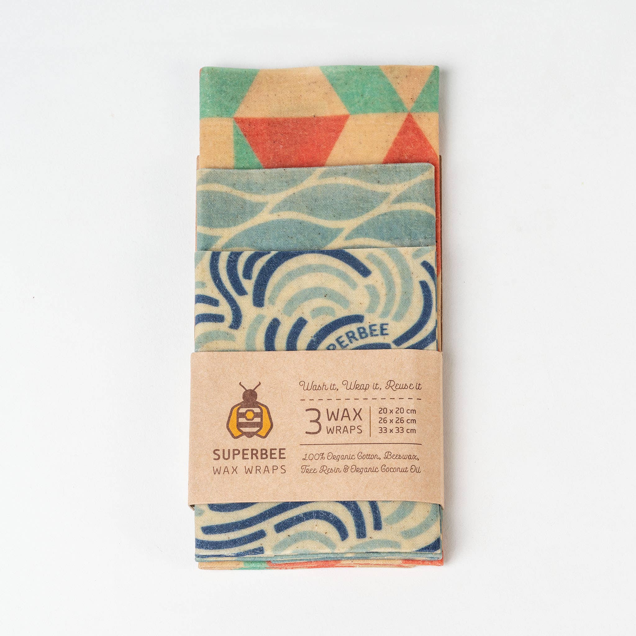 SuperBee - Eco Living Made Easy – Wrap/saco para armazenar alimentos por atacado – Conjunto de 13 - Envoltorios de Cera de Abelha Conjunto de 3 - Designs Mistos6