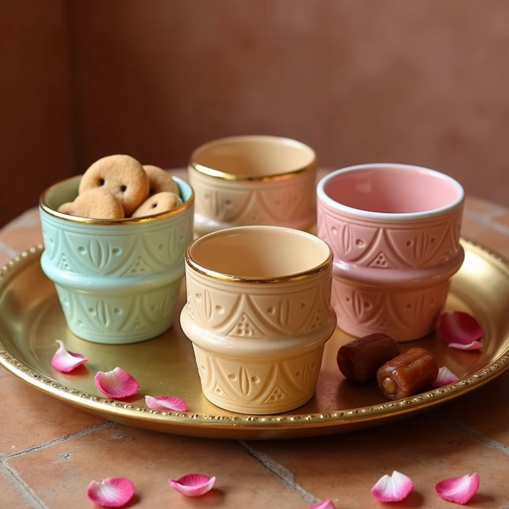 High crafty – Chávena de chá por atacado – Chávenas de Café Expresso em Cerâmica Marroquina Decoradas à Mão com Ouro Puro9