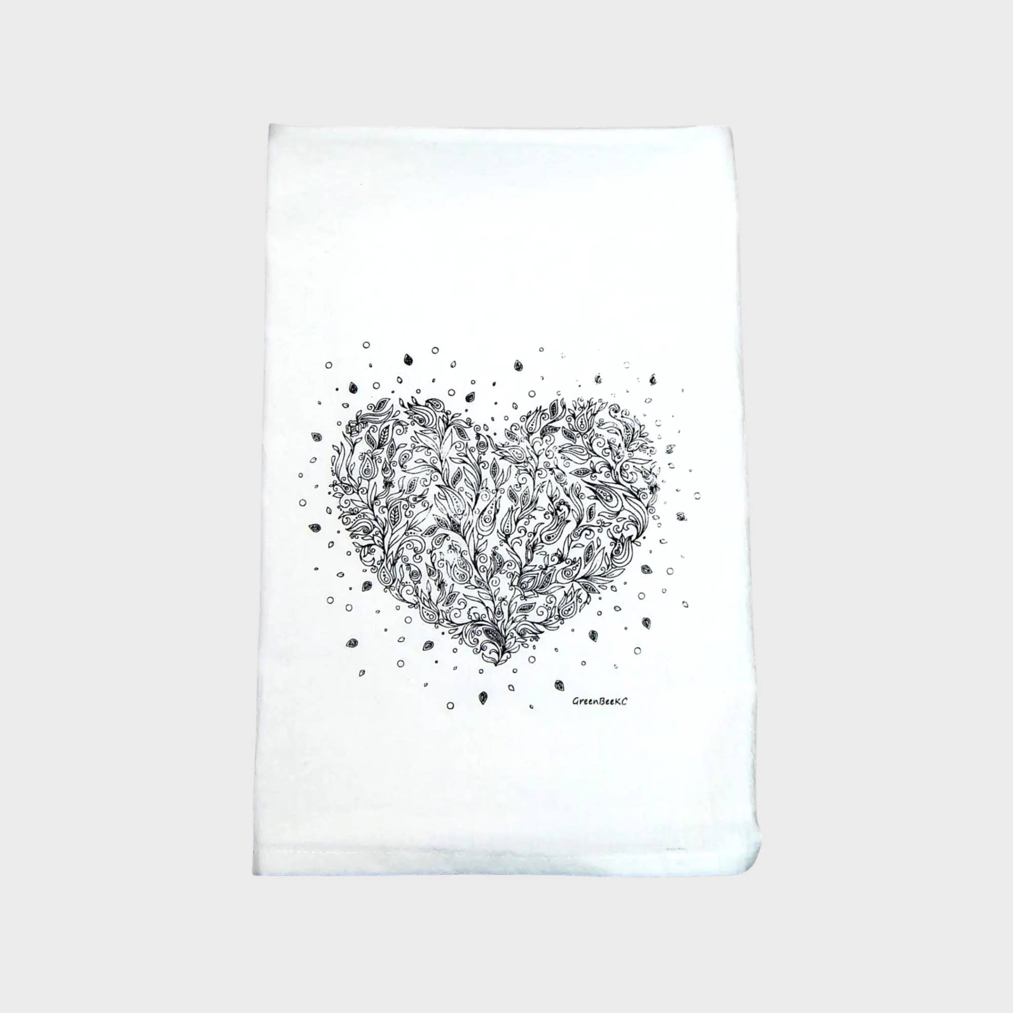 Green Bee Tea Towels - Wholesale Tea Towel - Heart Kitchen Towel | Tea Towels | Flour Sack Dish Towels0
