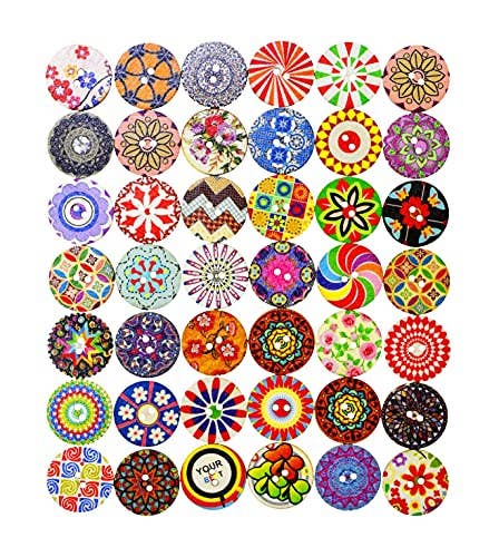 Wholesale Mandala Crafts Mixed Round Flower Buttons for Sewing - 1