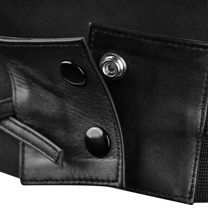 Miss Leather - Wholesale Corset - Women's - Womens Black Leather Wide Corset Belt Fashion Waist Belt