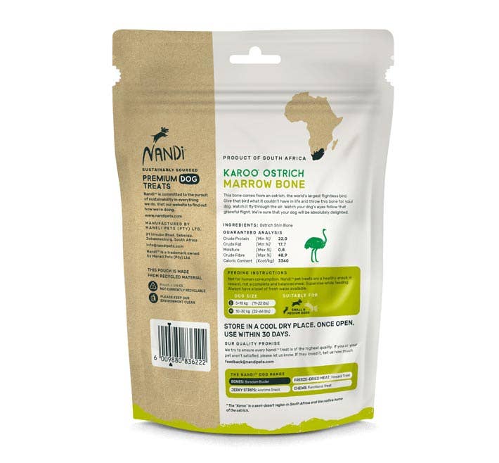 Nandi of Africa - Premium Pet Treats - Wholesale Pet Treats - Dog - Nandi Karoo Ostrich Marrow Bone (4pk)1