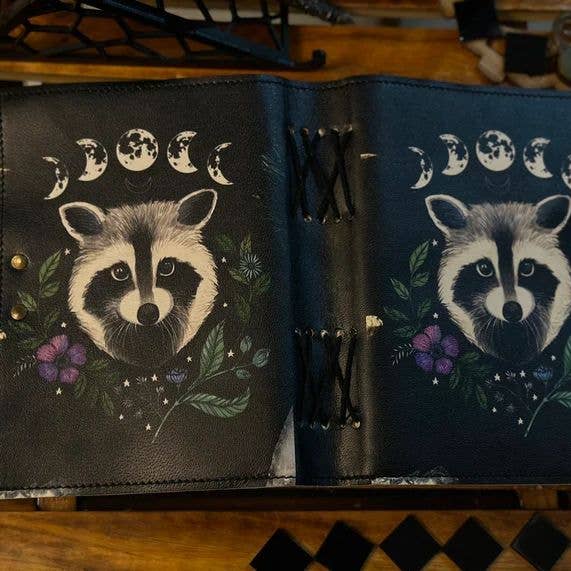 MNM HANDICRAFTS - Wholesale Journal/Diary - Racoon Moon Phase Leather Journal Gothic Book of Spells3