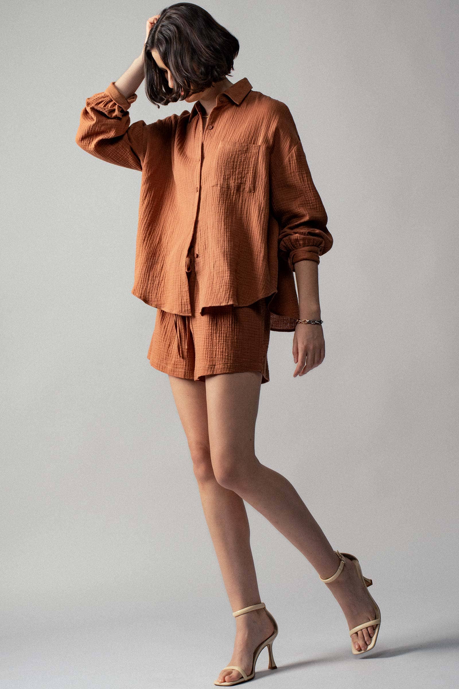 Urban Daizy - Wholesale Lounge Set - Women's - Crinkle Cotton Gauze Resort Button-Up Set9