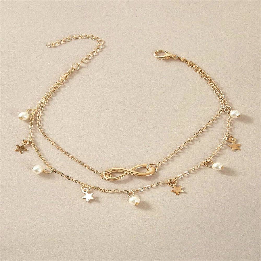 Perimade & Co. LLC - Wholesale Anklet - Star Mobius Layered Ankle Bracelet Anklet in Solid Copper2