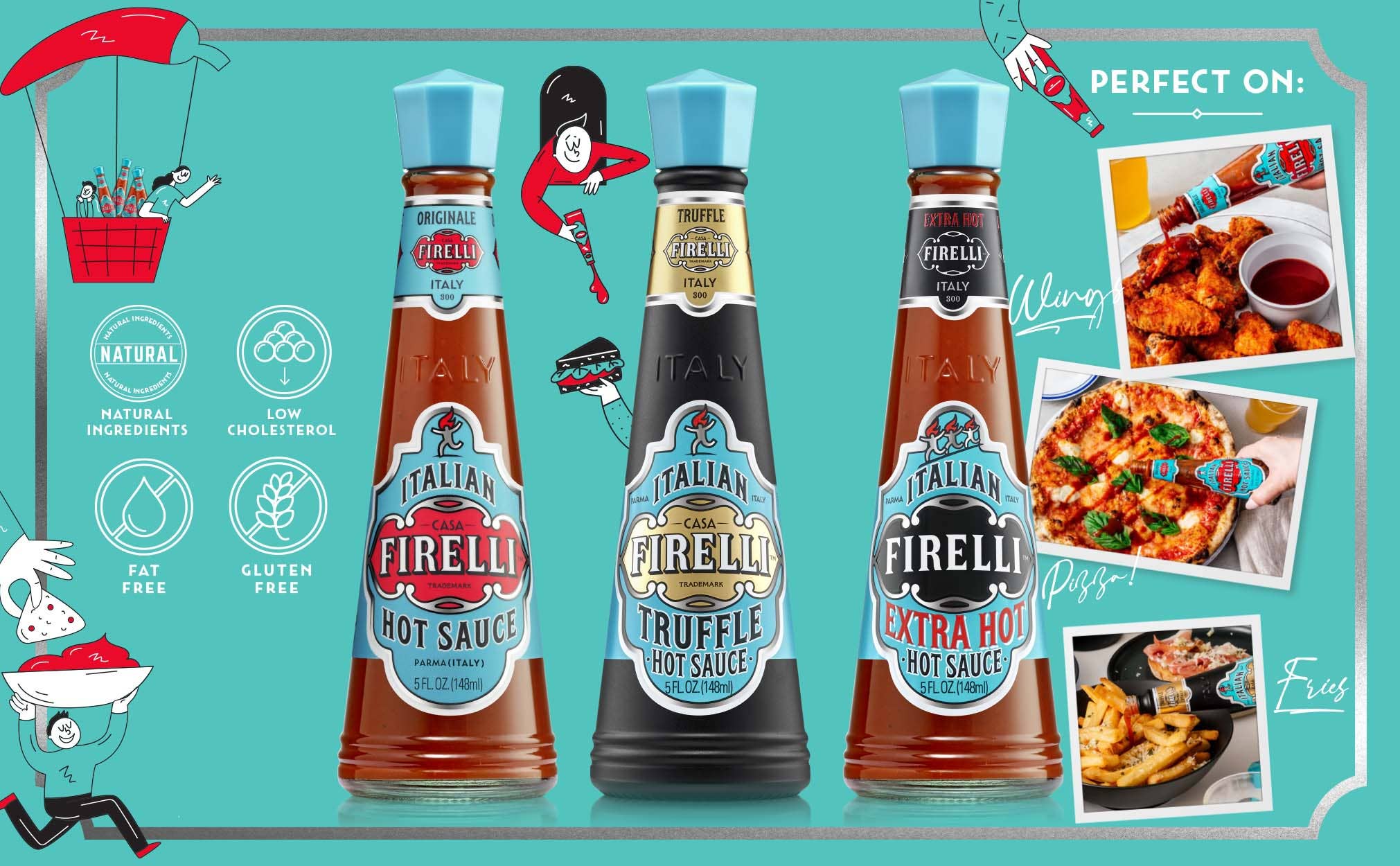 Firelli Hot Sauce - Wholesale Hot Sauce - 3 Case Firelli Combo - 1x Original, 1x Extra Hot, 1x Truffle2