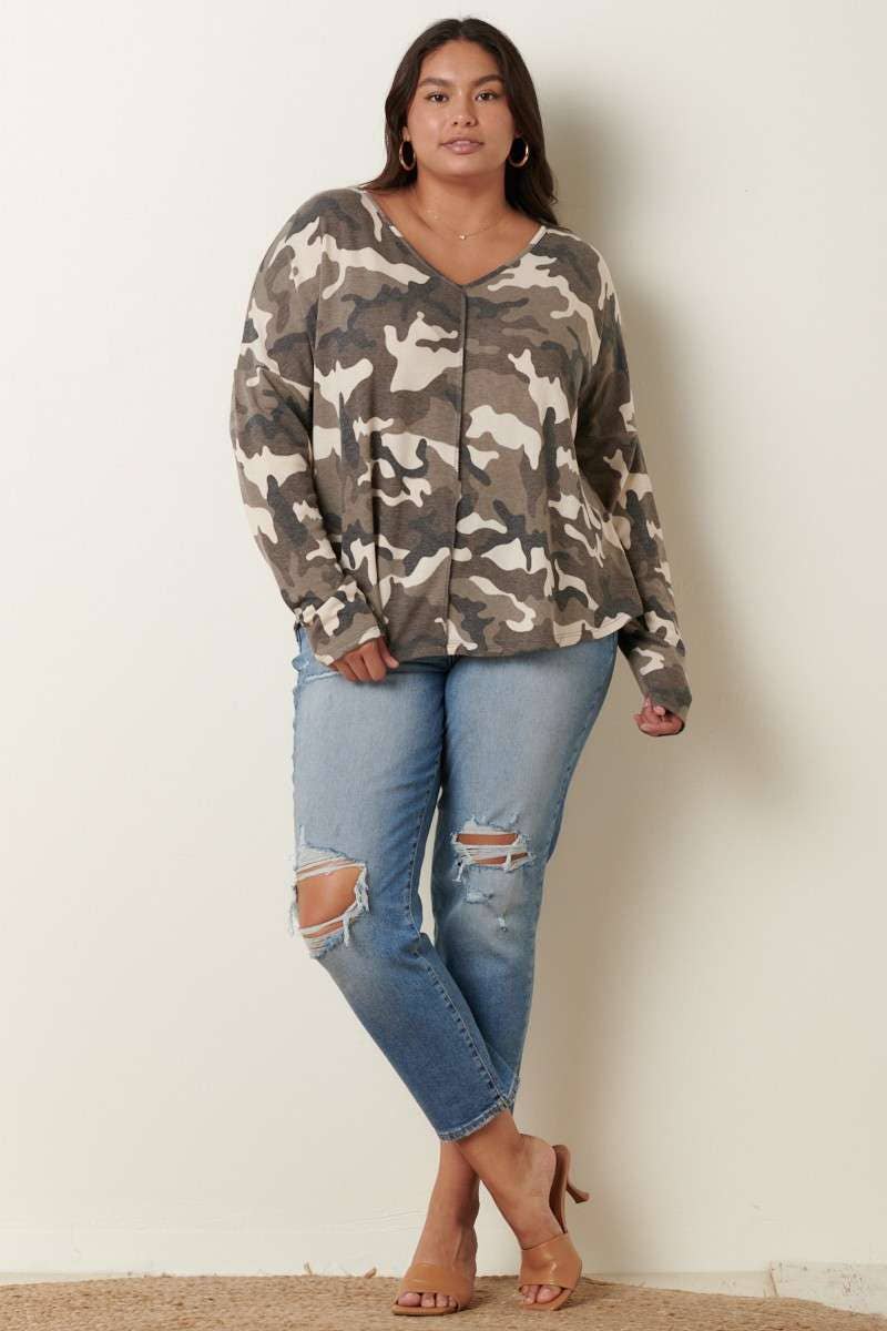 mittoshop – wholesale Stickad topp - Dam – PLUS CAMO V-RINGAD STICKAD TOPP9