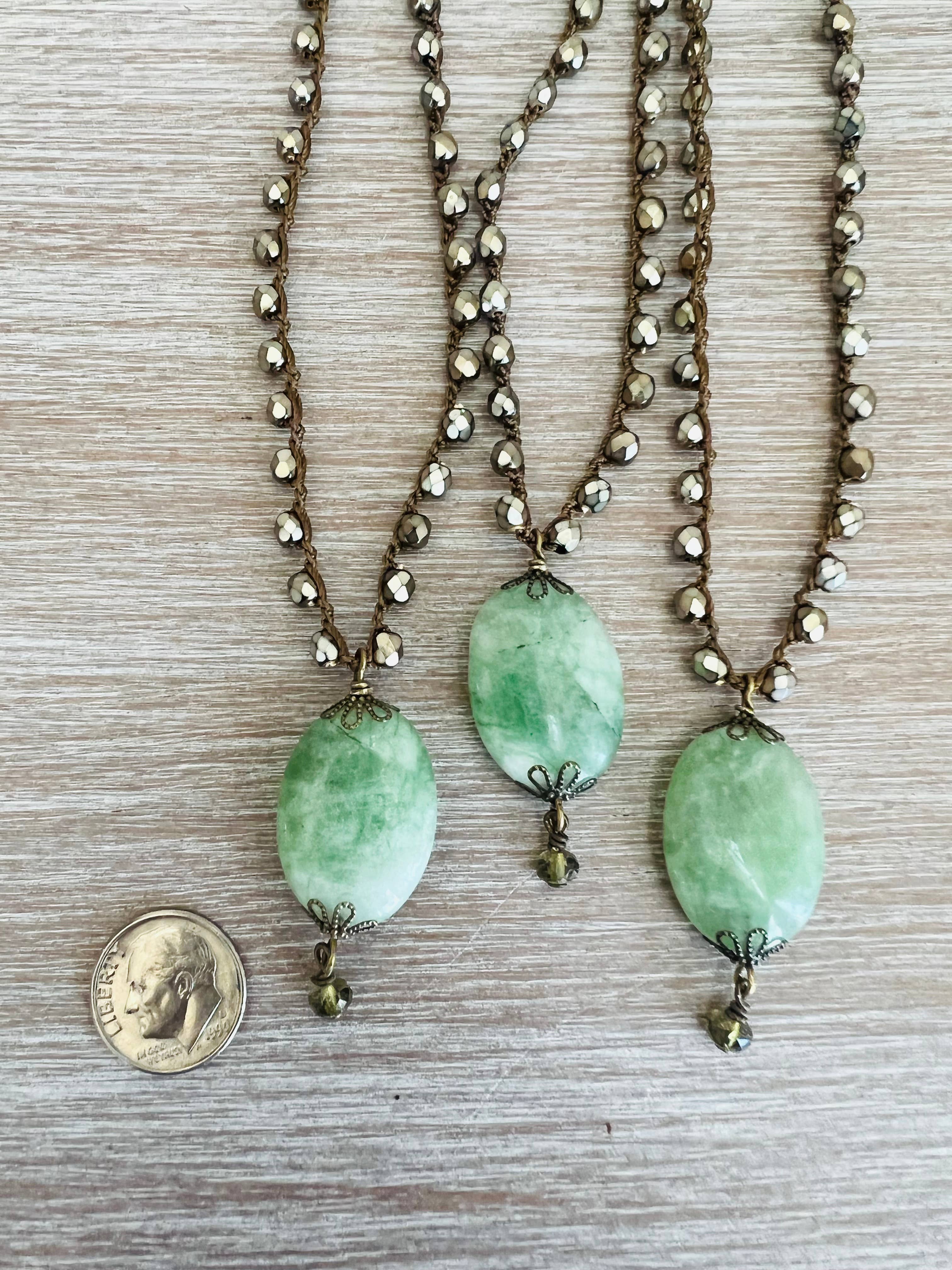 Twist Style – Engroshandel Halskæde med vedhæng – Victorian Green Aventurine Stone Drop vintage stil halskæde2