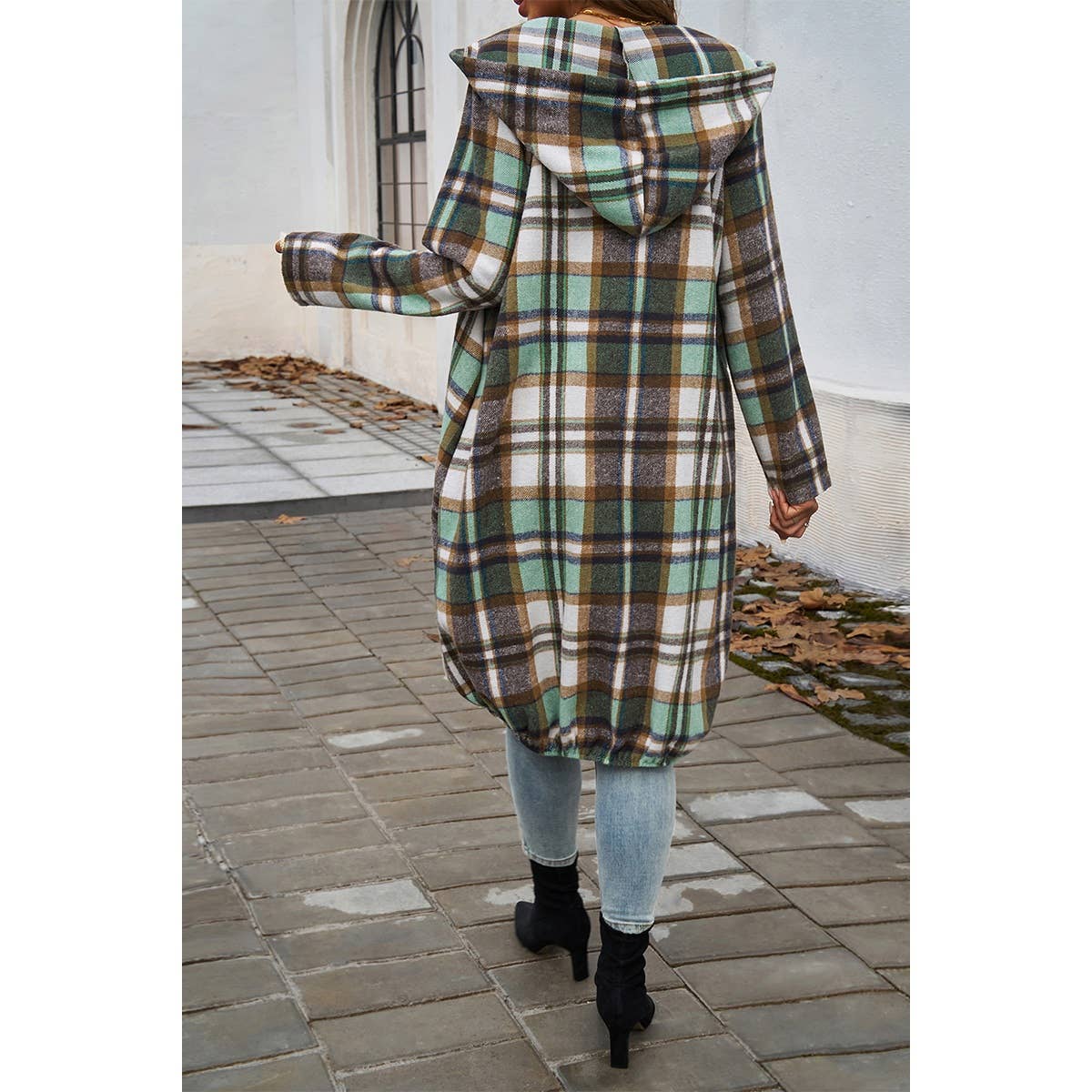 Supreme Fashion - Wholesale Coat - Women's - Plaid Zip Up Pockets Long Hooded Coat5