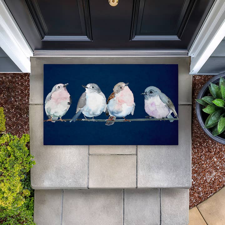 Stupell Industries - Wholesale Door Mat - Perched Foursome of Birds Door Mat, 18x303