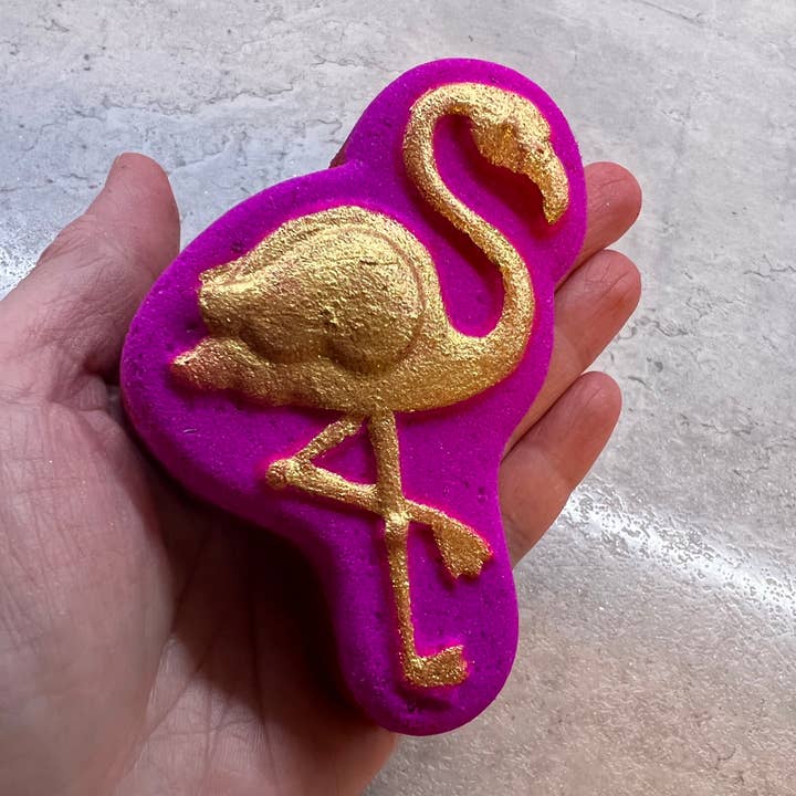 Unique creations soap company – Bomba de banho/efervescente por atacado – Bomba de banho GOLDEN FLAMINGO