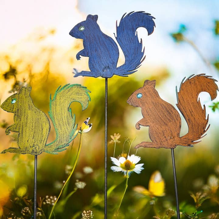 Eichhörnchen Gartenstecker Pflanzenstecker Zimmerpflanzen recycelt USA für den Großhandel von Iron Jewel