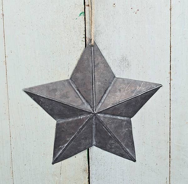 Impressive Enterprises, Inc. - Wholesale Ornament - M10797- Metal Star Ornament-Distressed Gray-9.5 inches